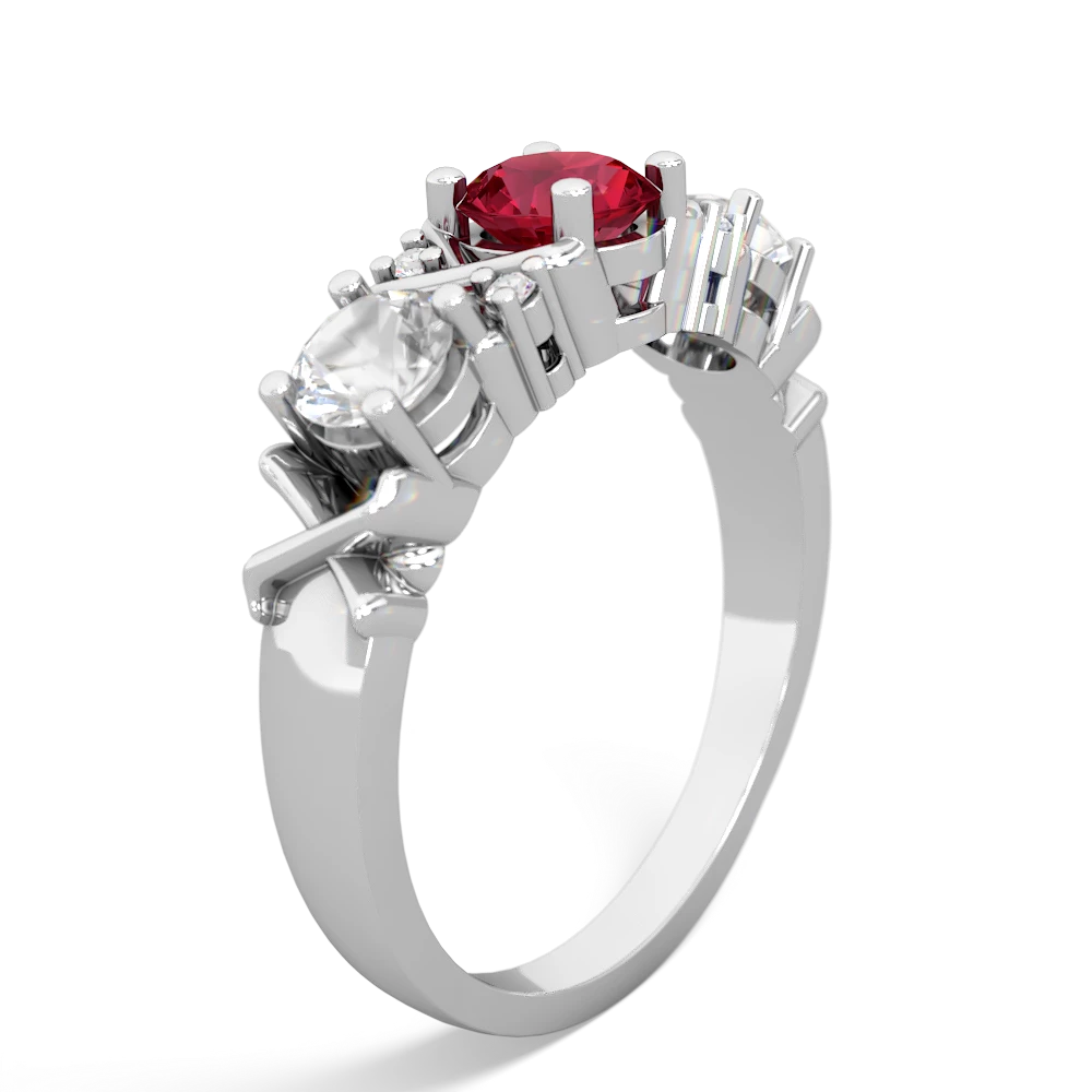 Lab Ruby Hugs And Kisses 14K White Gold ring R5016