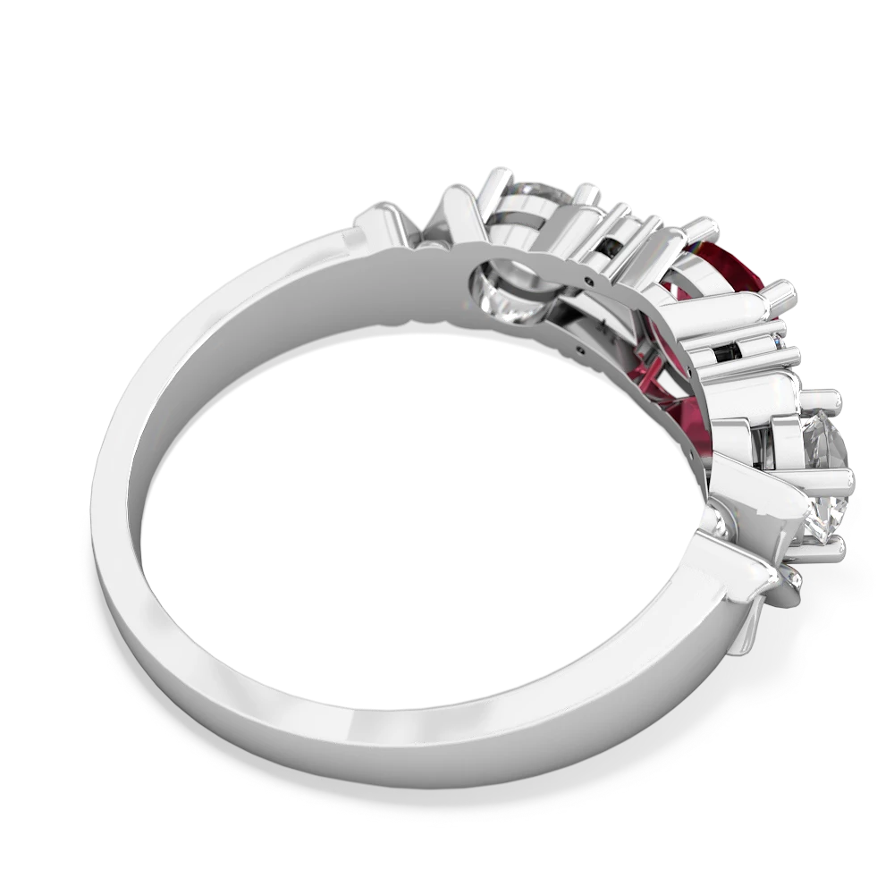 Lab Ruby Hugs And Kisses 14K White Gold ring R5016