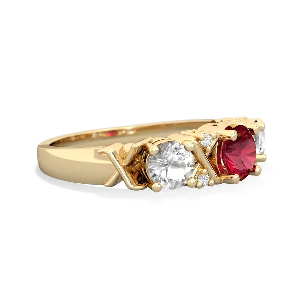 Lab Ruby Hugs And Kisses 14K Yellow Gold ring R5016