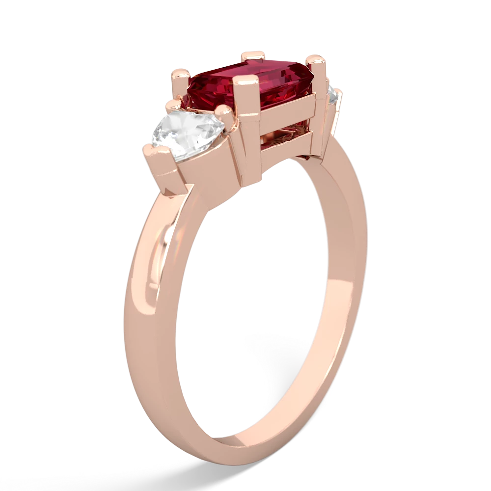 Lab Ruby Three Stone 14K Rose Gold ring R5235