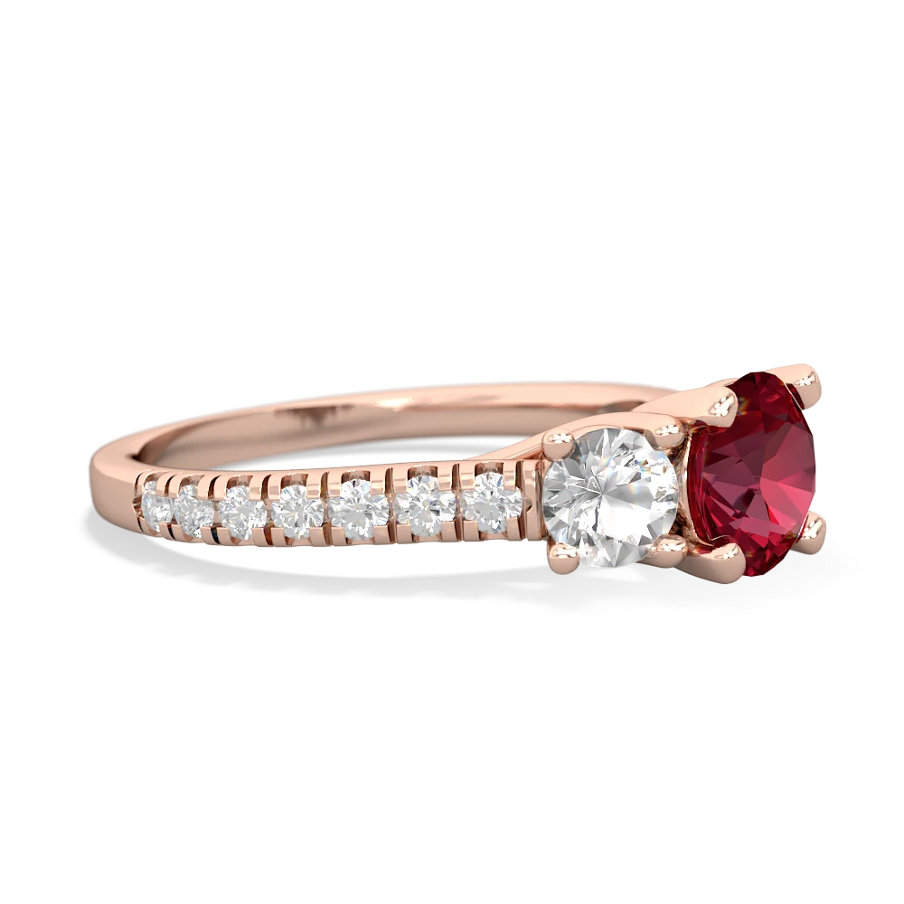 Lab Ruby Pave Trellis 14K Rose Gold ring R5500