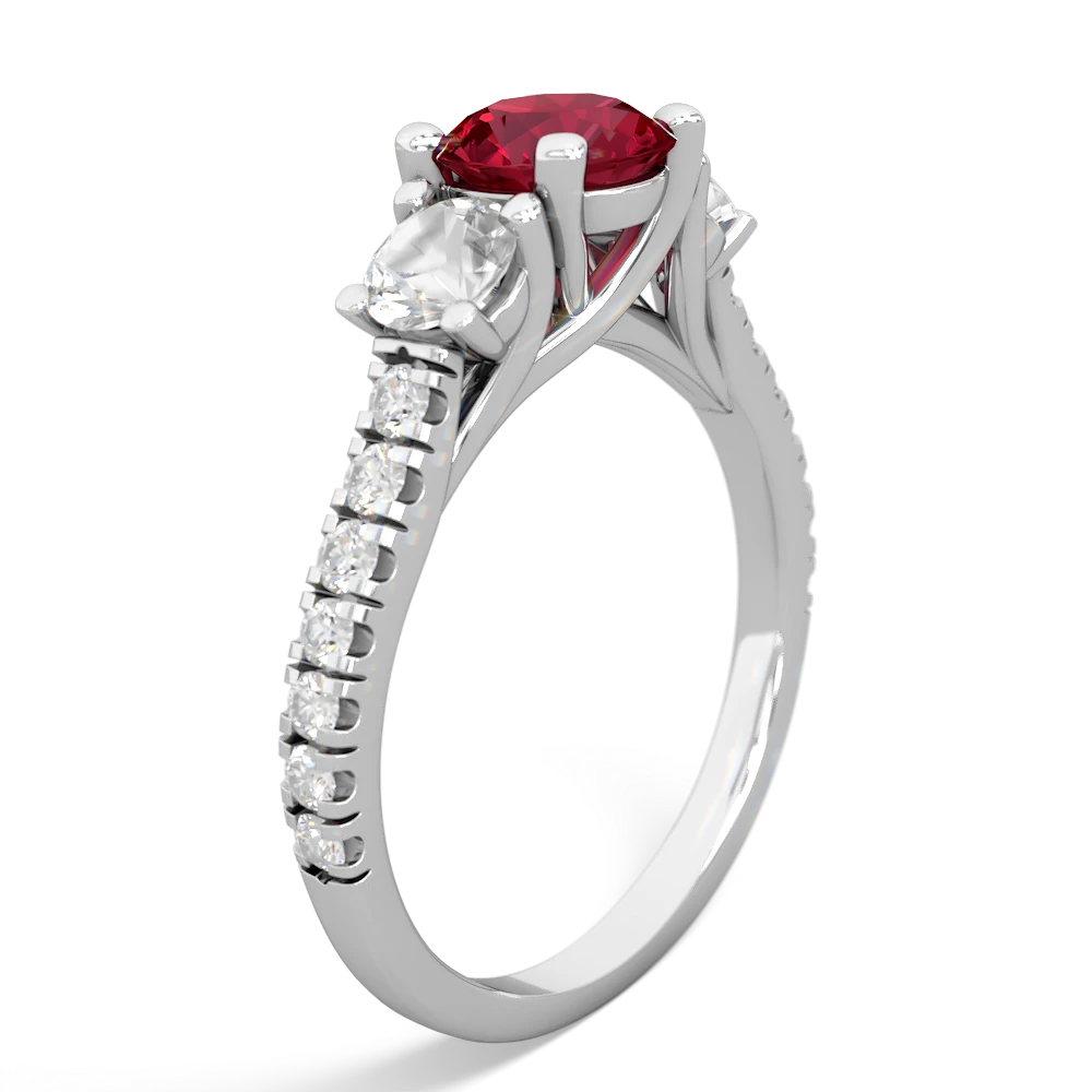 Lab Ruby Pave Trellis 14K White Gold ring R5500