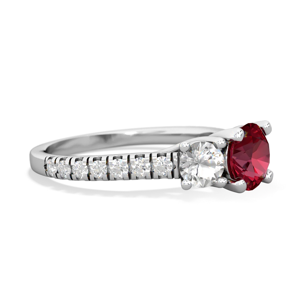 Lab Ruby Pave Trellis 14K White Gold ring R5500