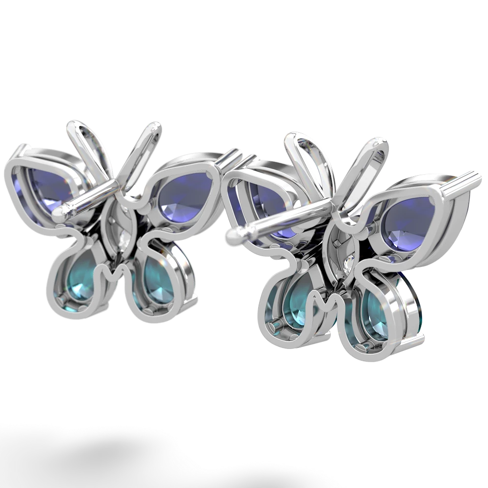 Lab Sapphire Butterfly 14K White Gold earrings E2215