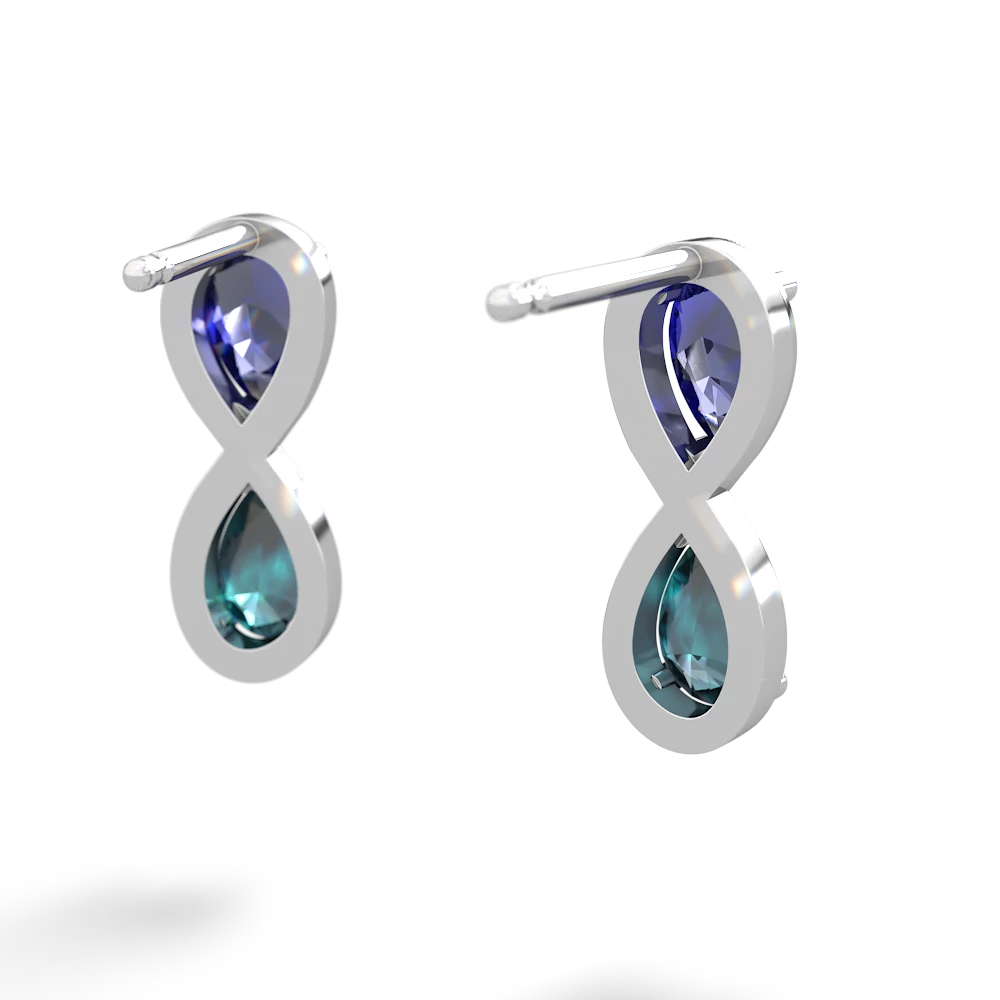 Lab Sapphire Infinity 14K White Gold earrings E5050