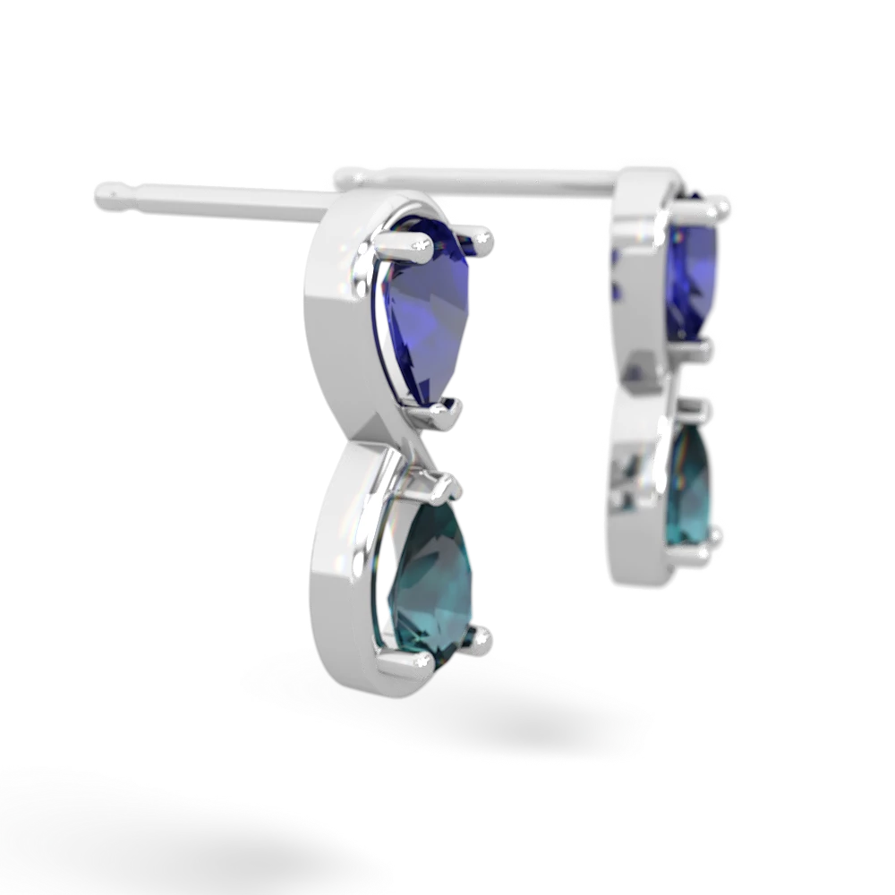 Lab Sapphire Infinity 14K White Gold earrings E5050