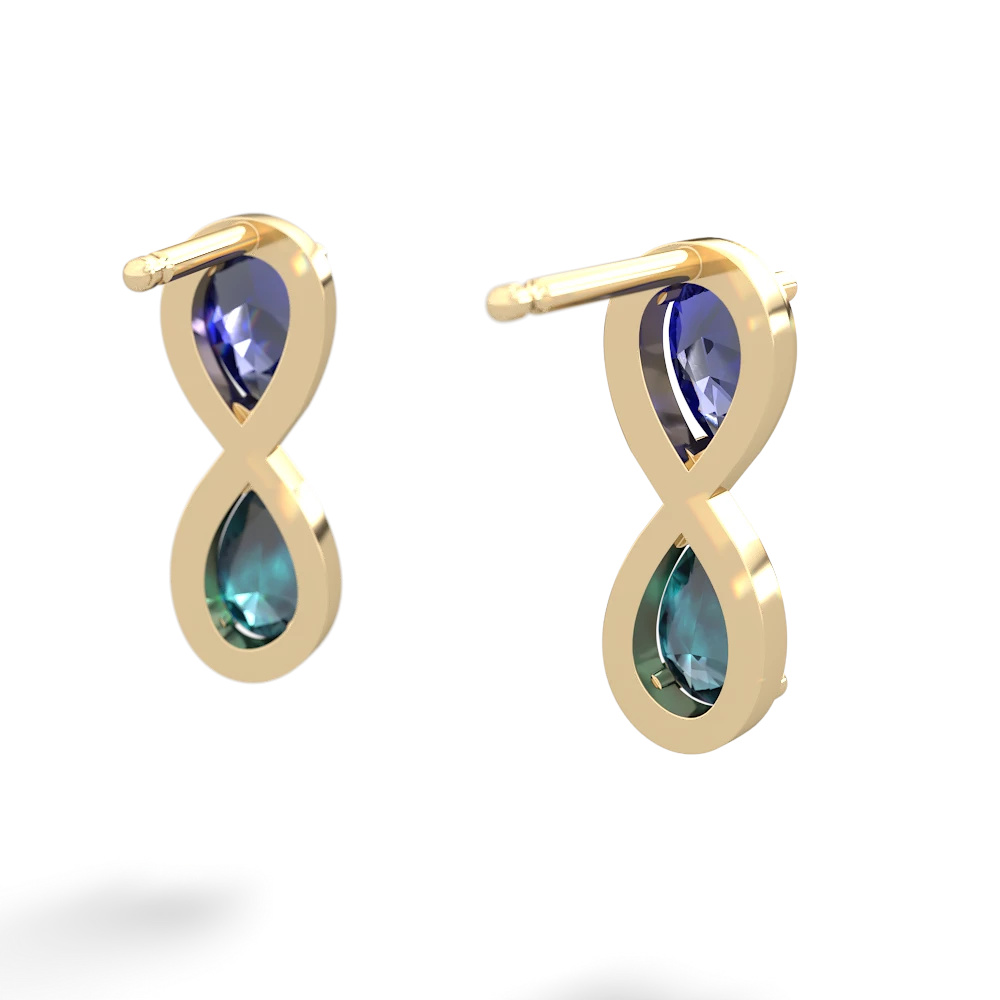 Lab Sapphire Infinity 14K Yellow Gold earrings E5050