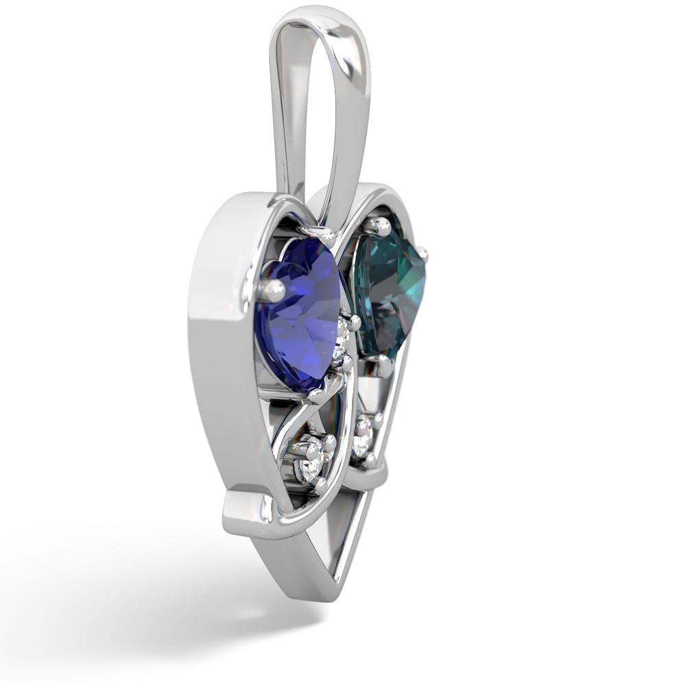 Lab Sapphire Celtic Trinity Heart 14K White Gold pendant P5331