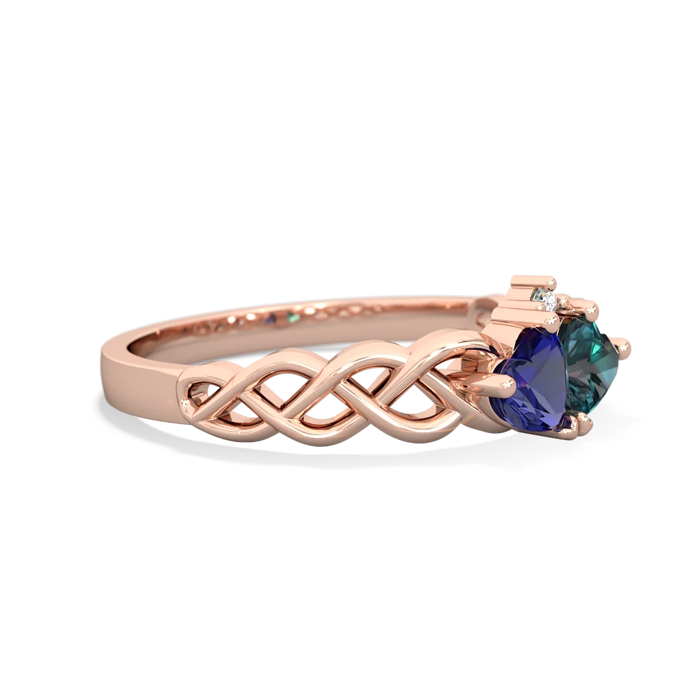 Lab Sapphire Heart To Heart Braid 14K Rose Gold ring R5870