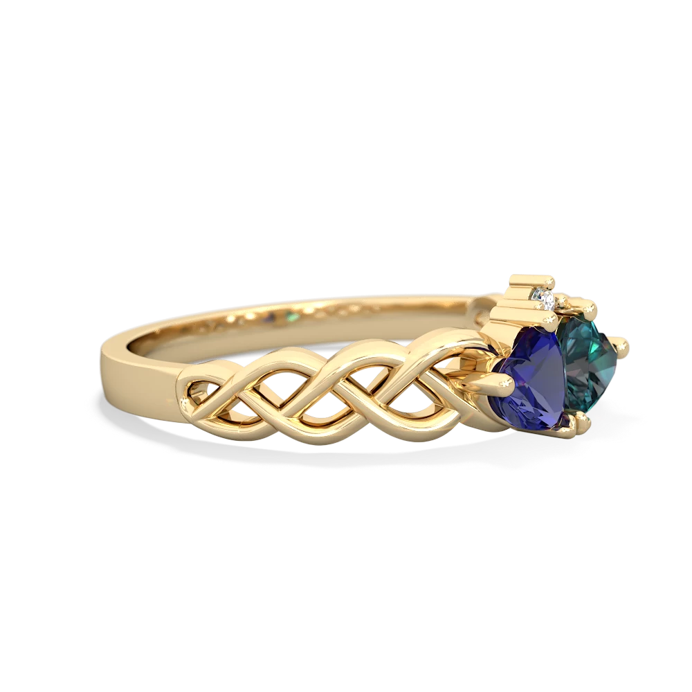 Lab Sapphire Heart To Heart Braid 14K Yellow Gold ring R5870