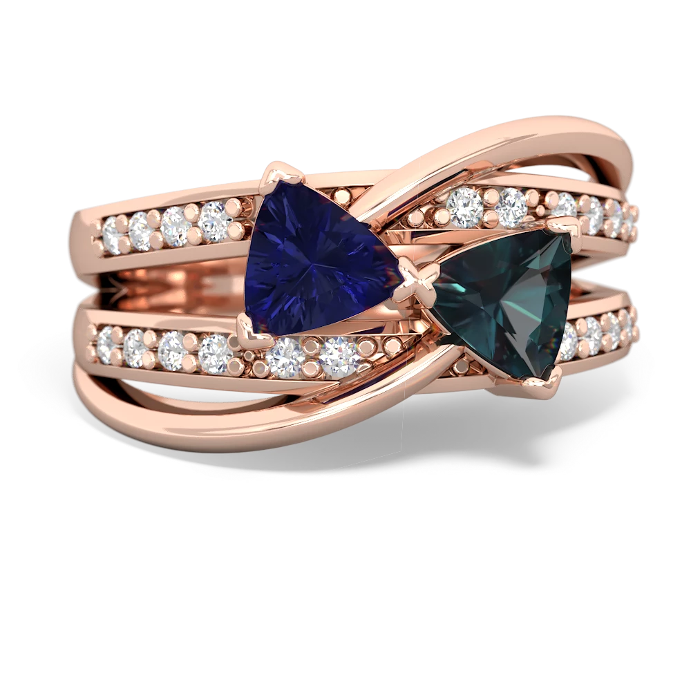 Lab Sapphire Bowtie 14K Rose Gold ring R2360