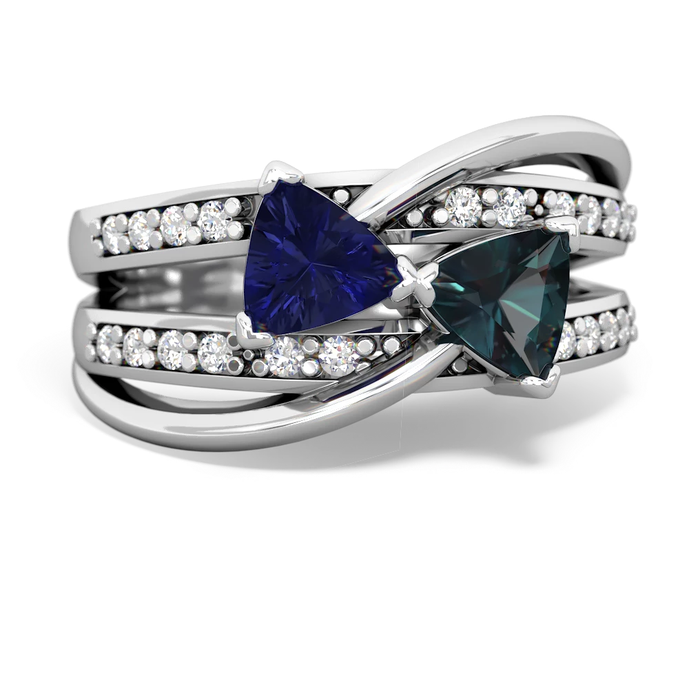 Lab Sapphire Bowtie 14K White Gold ring R2360