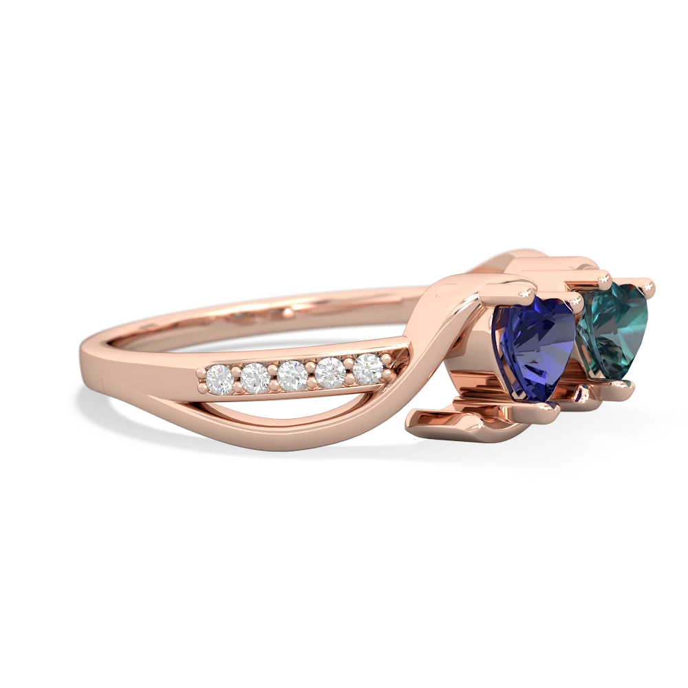 Lab Sapphire Side By Side 14K Rose Gold ring R3090