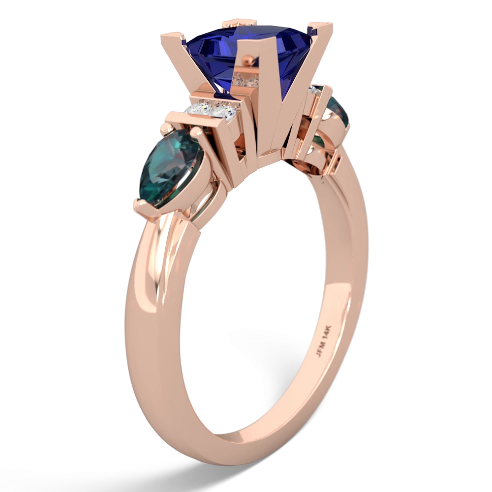 Lab Sapphire 6Mm Princess Eternal Embrace Engagement 14K Rose Gold ring C2002