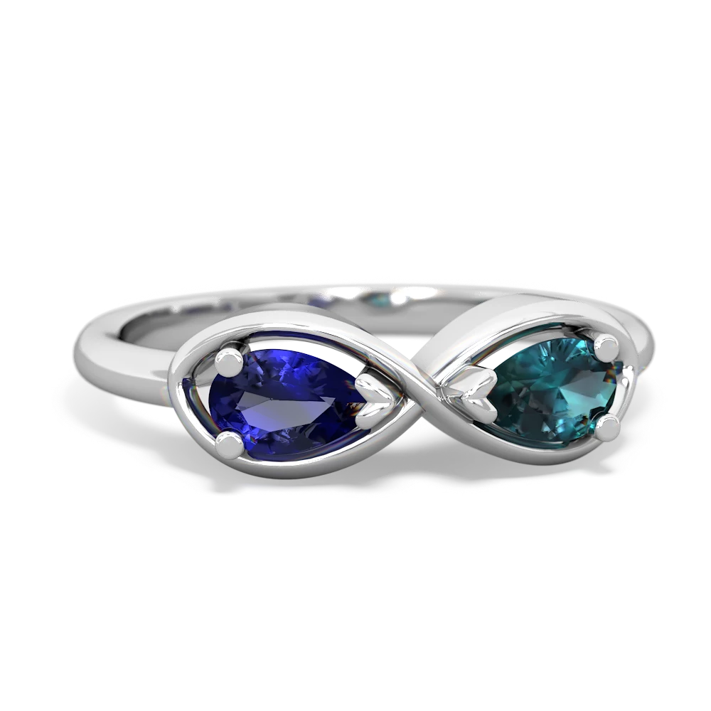 Lab Sapphire Infinity 14K White Gold ring R5050