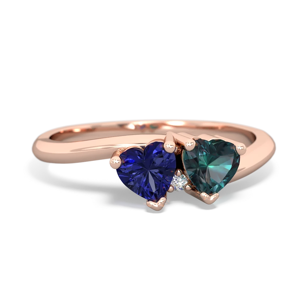 Lab Sapphire Sweethearts 14K Rose Gold ring R5260