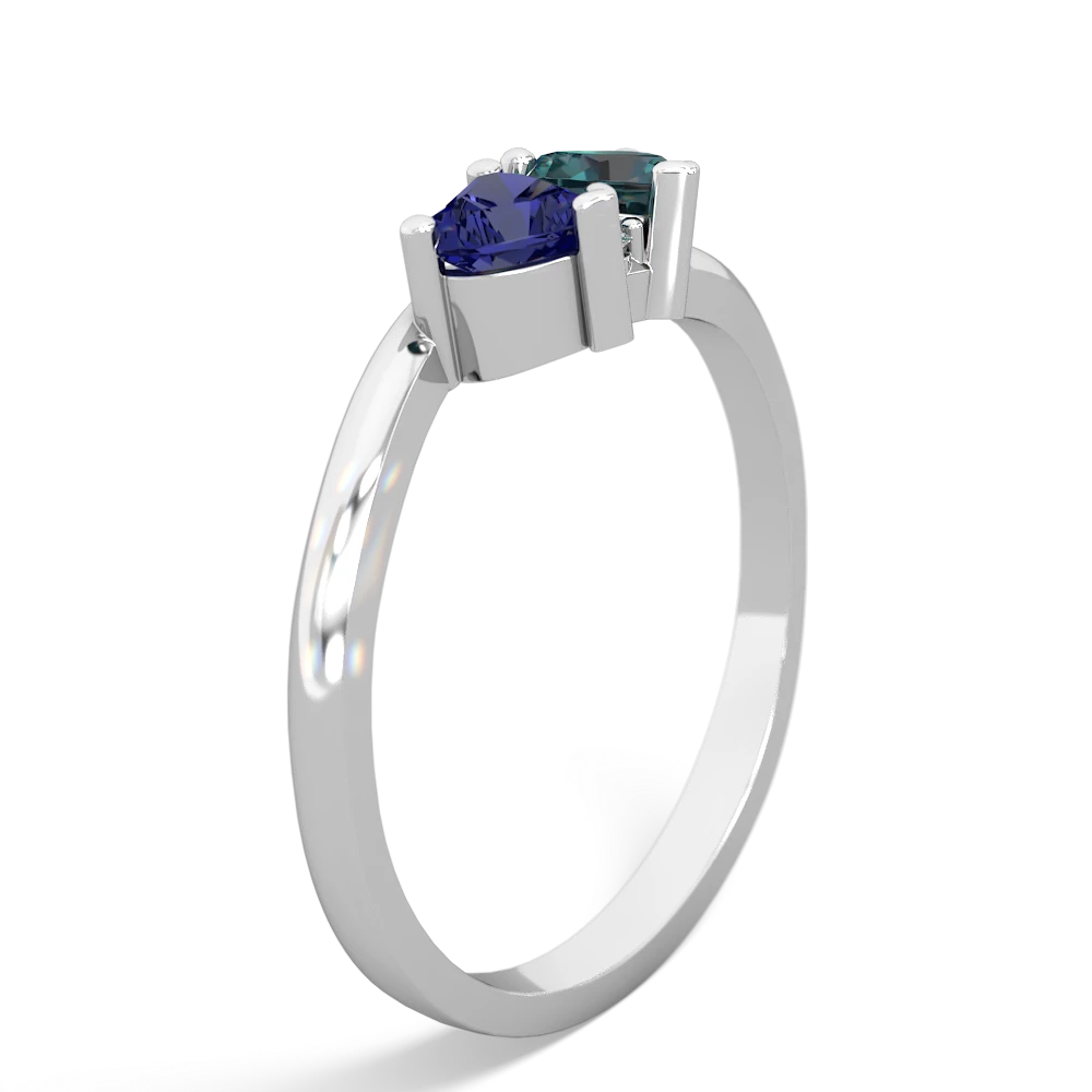 Lab Sapphire Sweethearts 14K White Gold ring R5260