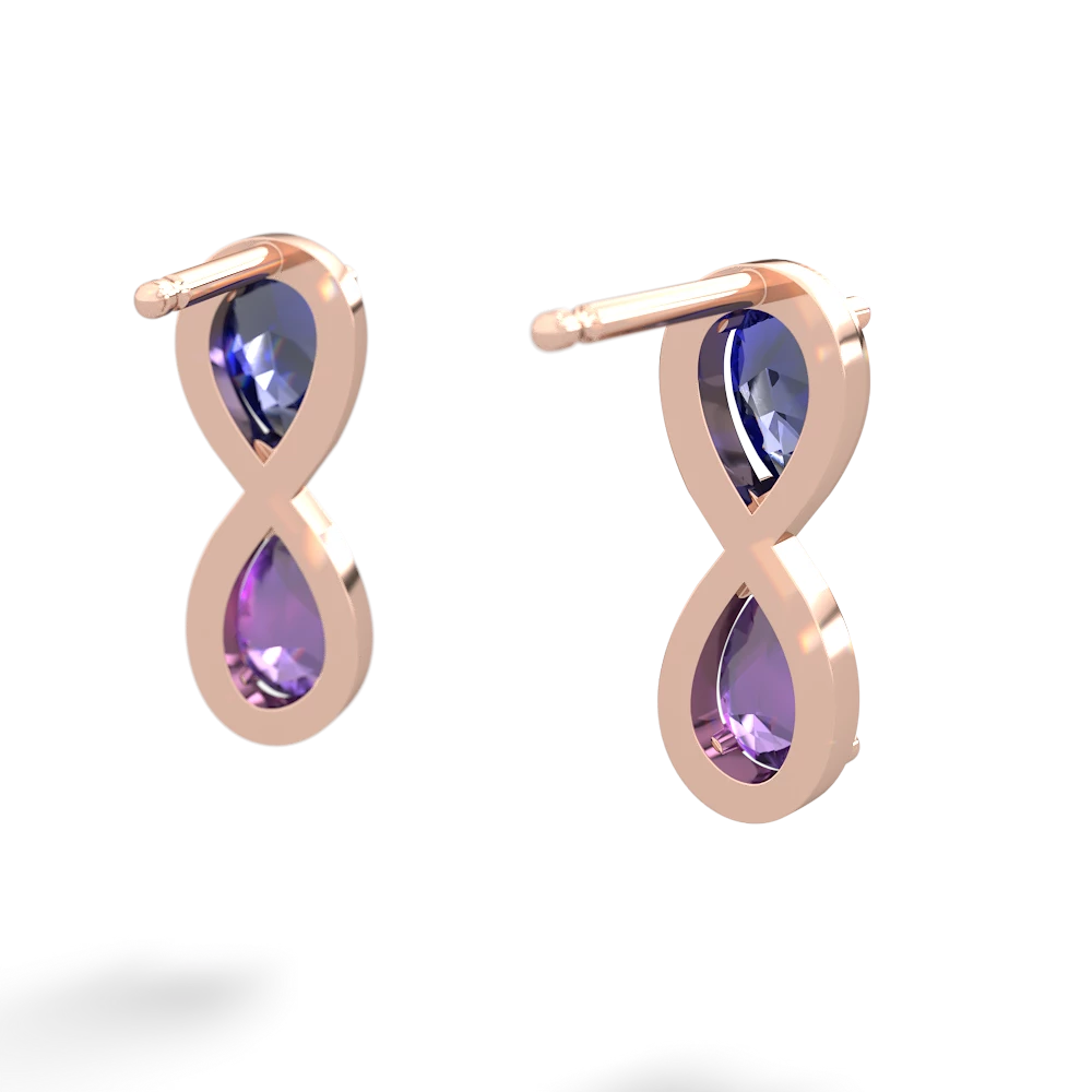 Lab Sapphire Infinity 14K Rose Gold earrings E5050