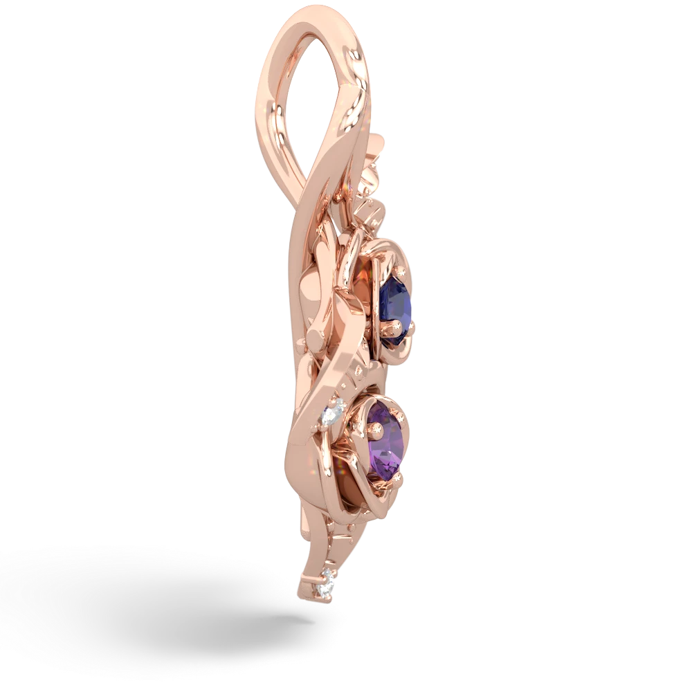 Lab Sapphire Rose Vine 14K Rose Gold pendant P5680