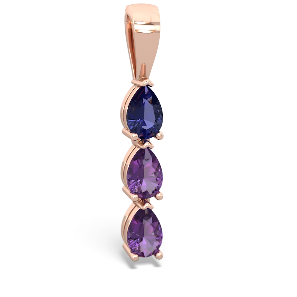 Lab Sapphire Dew Drops 14K Rose Gold pendant P2251