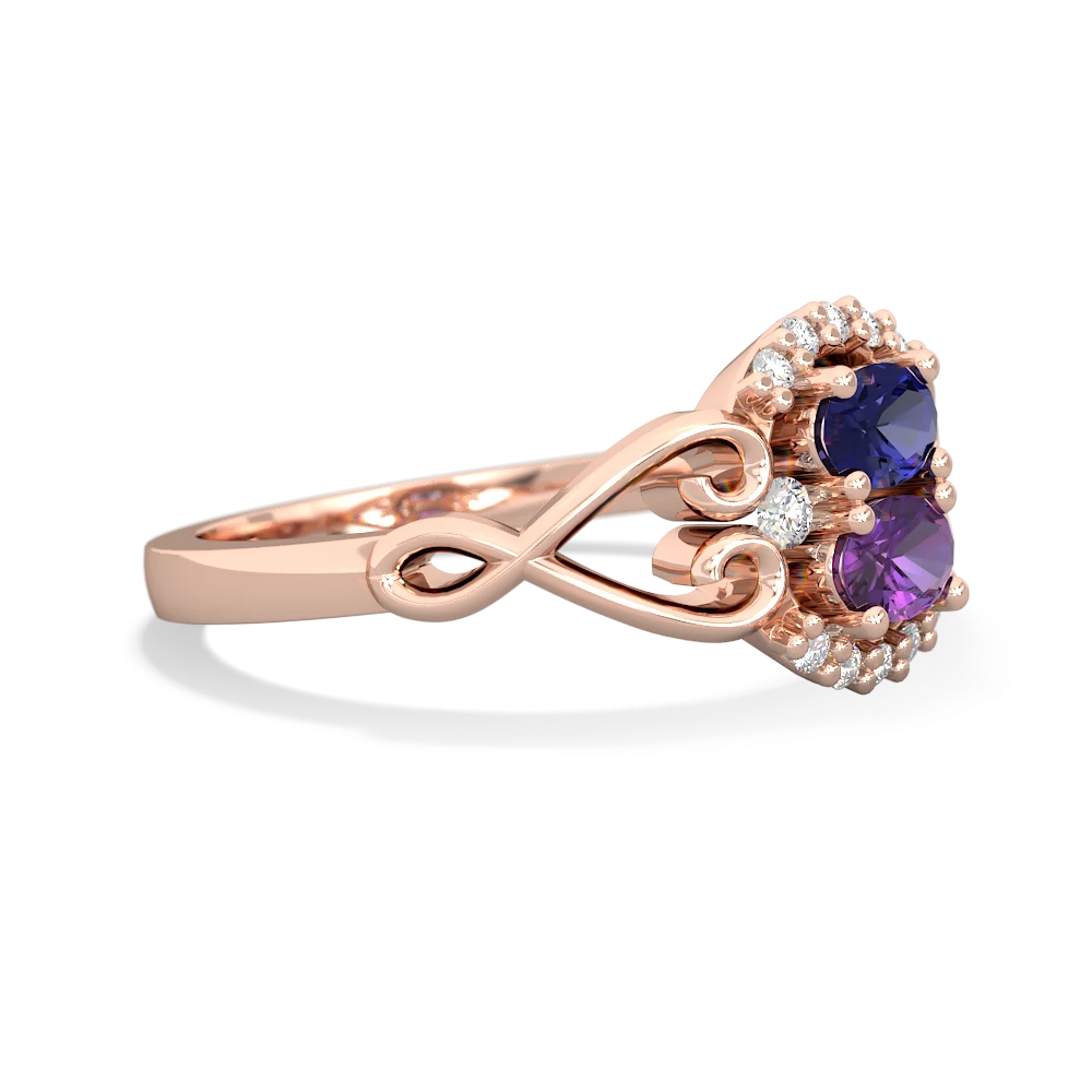 Lab Sapphire Love Nest 14K Rose Gold ring R5860