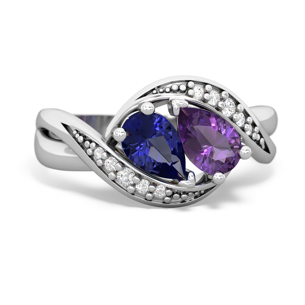 Lab Sapphire Summer Winds 14K White Gold ring R5342