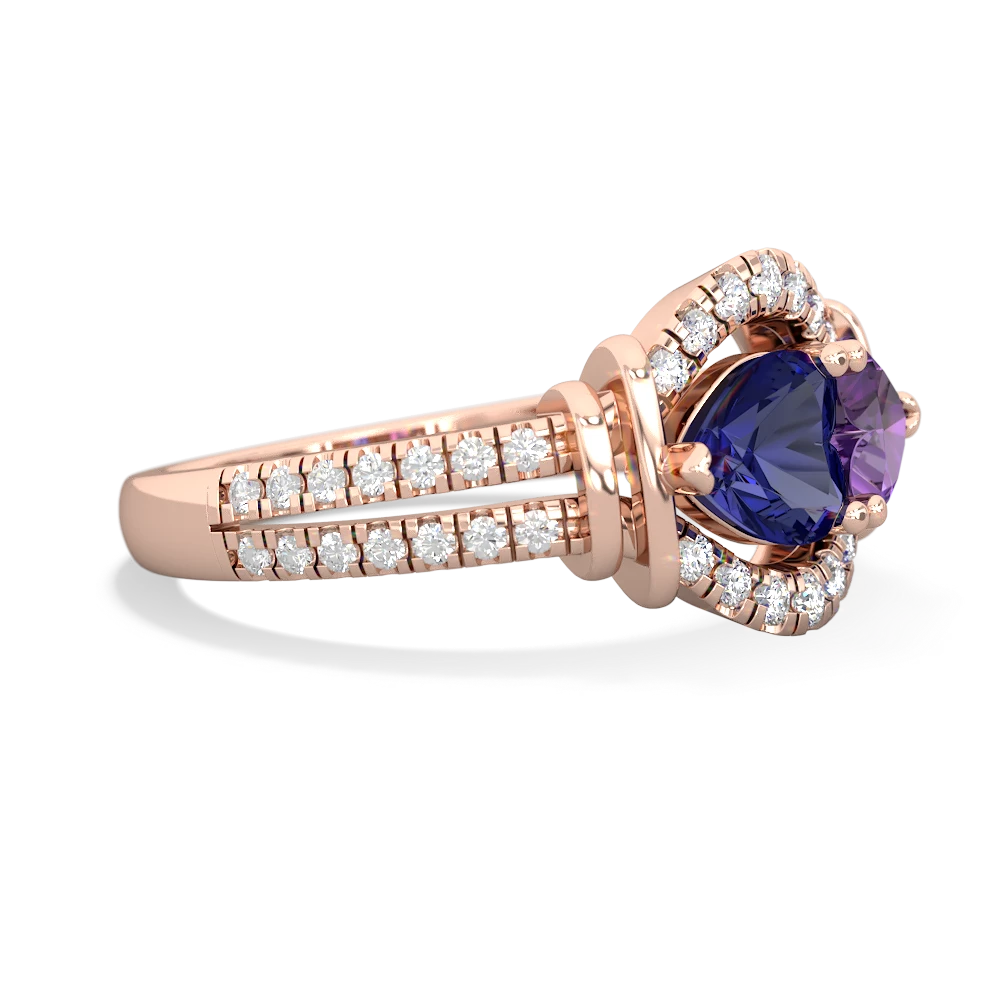 Lab Sapphire Art-Deco Keepsake 14K Rose Gold ring R5630