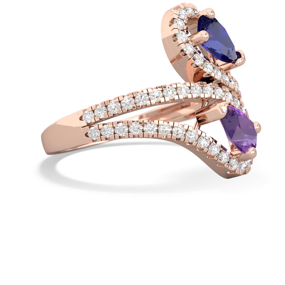 Lab Sapphire Diamond Dazzler 14K Rose Gold ring R3000