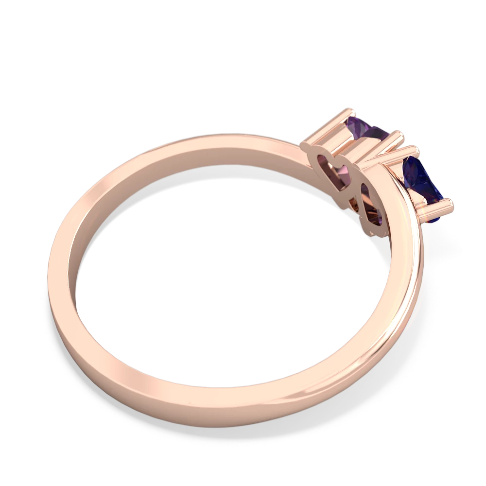 Lab Sapphire Sweethearts 14K Rose Gold ring R5260