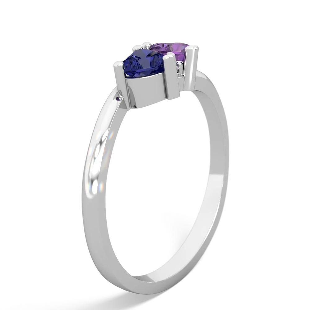 Lab Sapphire Sweethearts 14K White Gold ring R5260