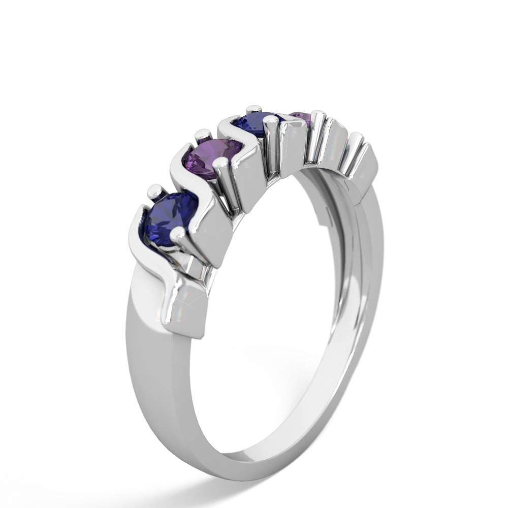 Lab Sapphire Anniversary Band 14K White Gold ring R2089