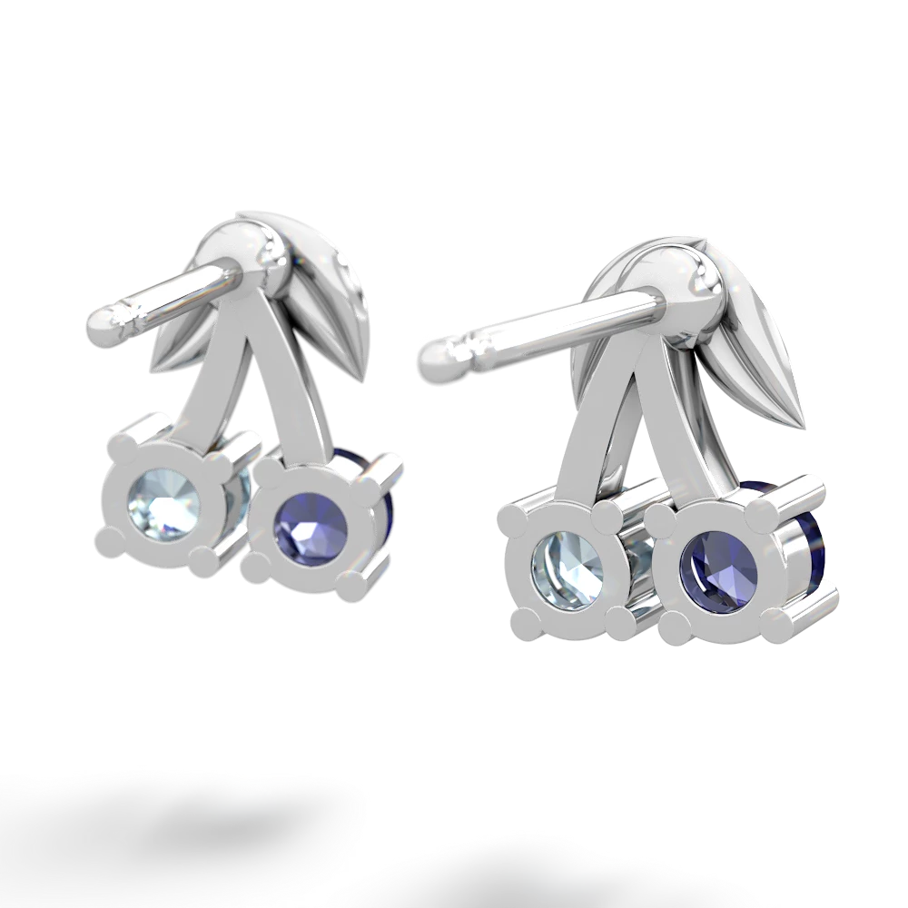 Lab Sapphire Sweet Cherries 14K White Gold earrings E7001