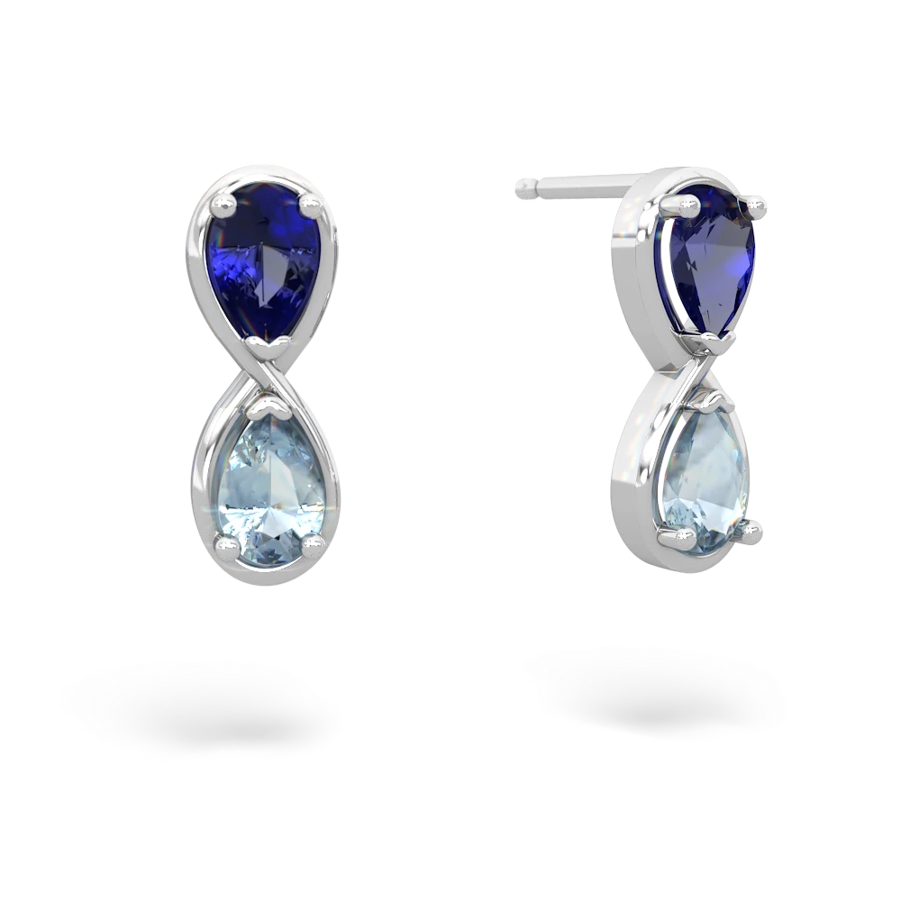 Lab Sapphire Infinity 14K White Gold earrings E5050