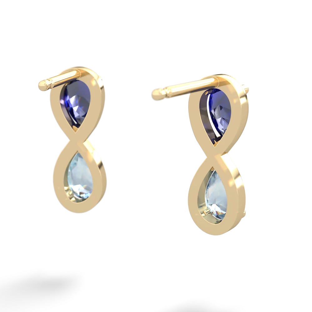 Lab Sapphire Infinity 14K Yellow Gold earrings E5050