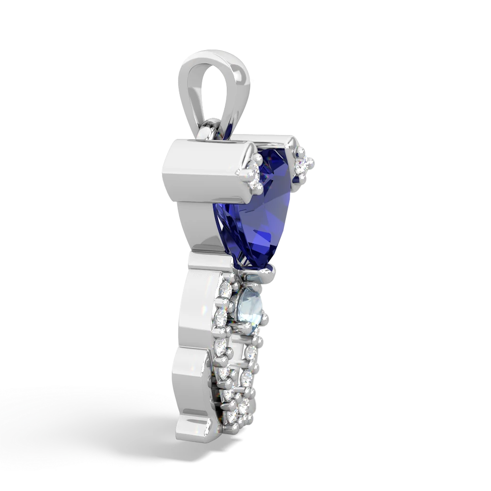 Lab Sapphire Puppy Love 14K White Gold pendant P5800