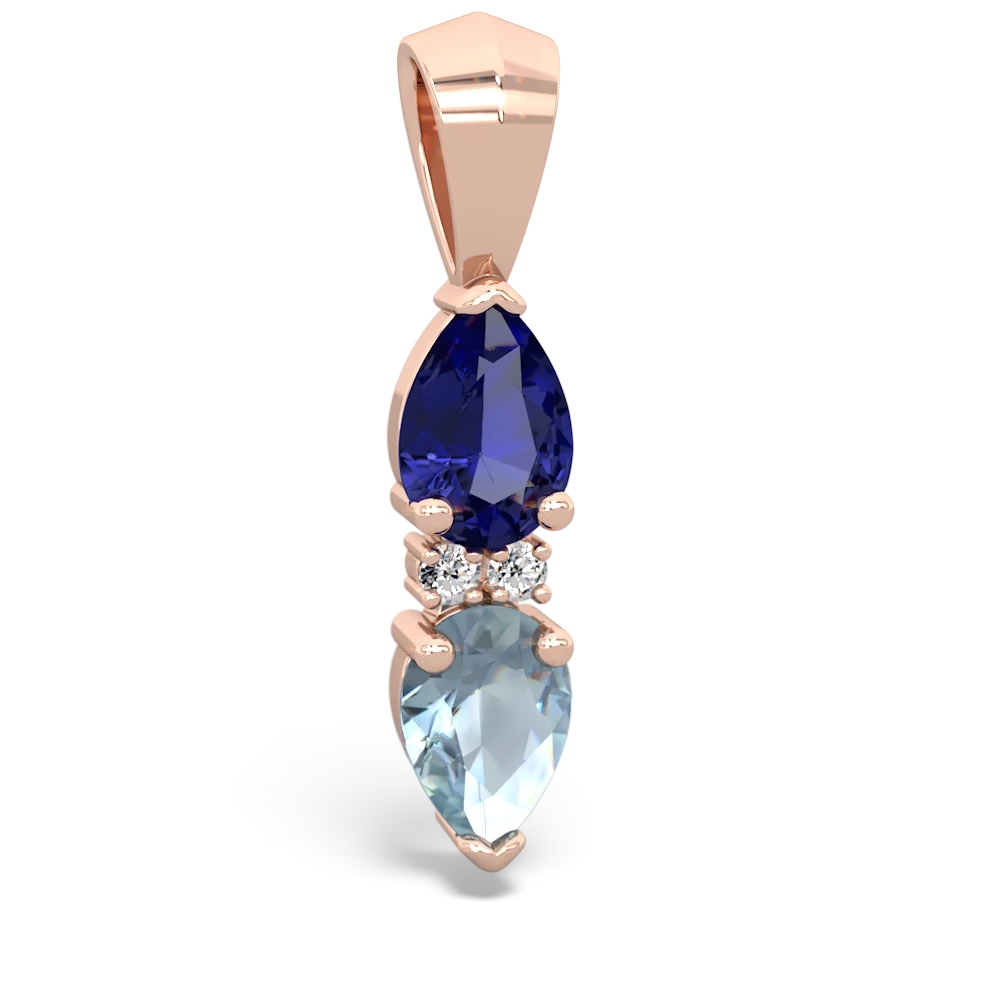 Lab Sapphire Bowtie Drop 14K Rose Gold pendant P0865