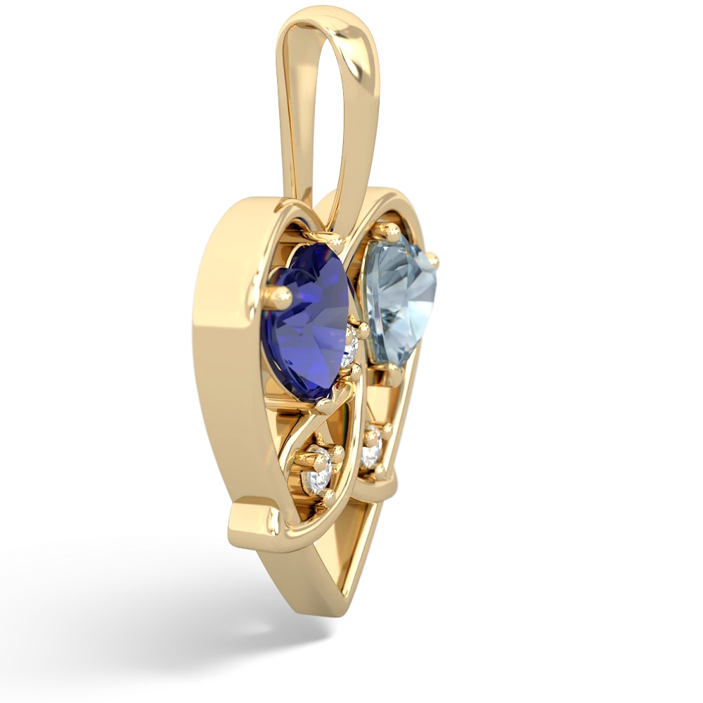 Lab Sapphire Celtic Trinity Heart 14K Yellow Gold pendant P5331