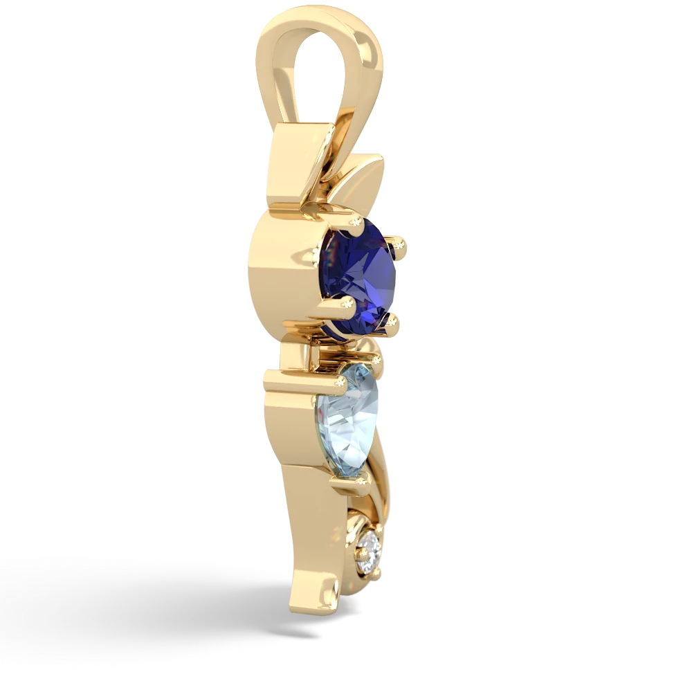 Lab Sapphire Kitten 14K Yellow Gold pendant P5780