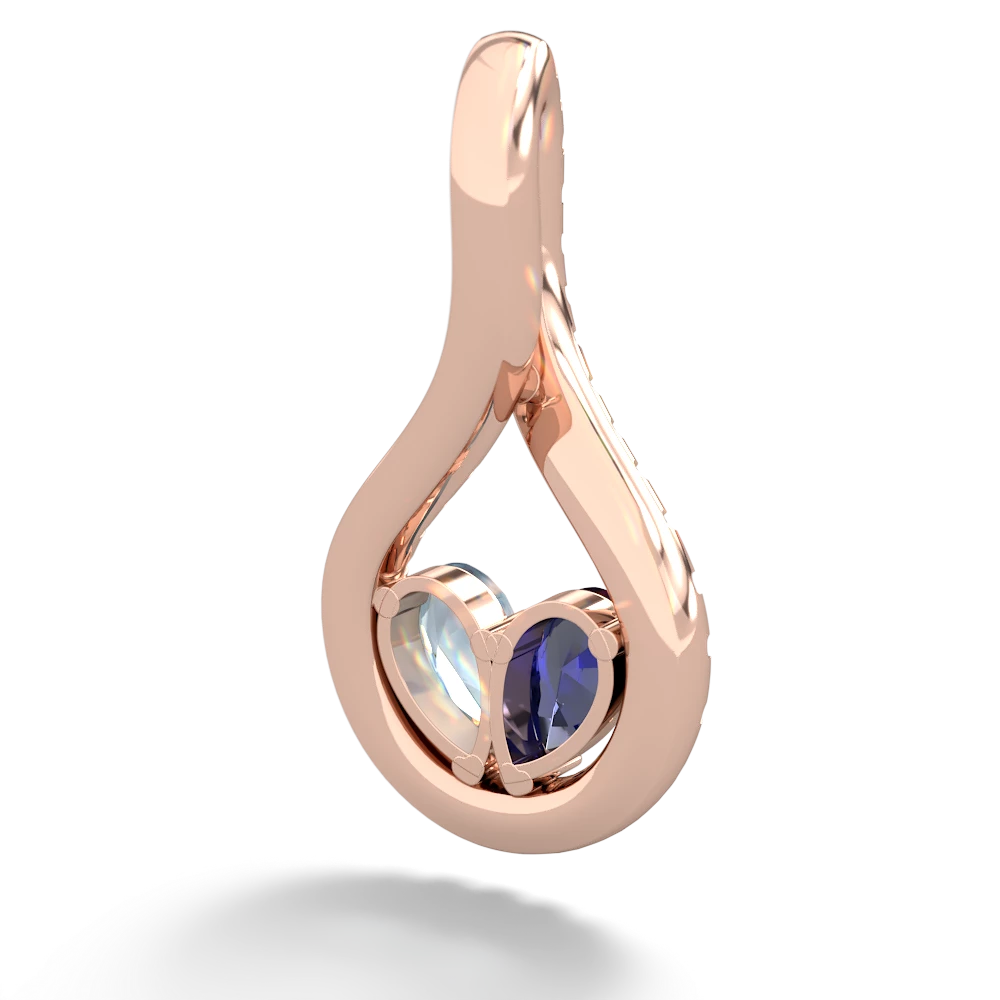 Lab Sapphire Pave Twist 'One Heart' 14K Rose Gold pendant P5360