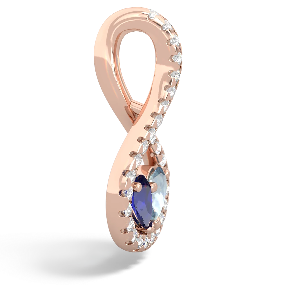 Lab Sapphire Pave Twist 'One Heart' 14K Rose Gold pendant P5360