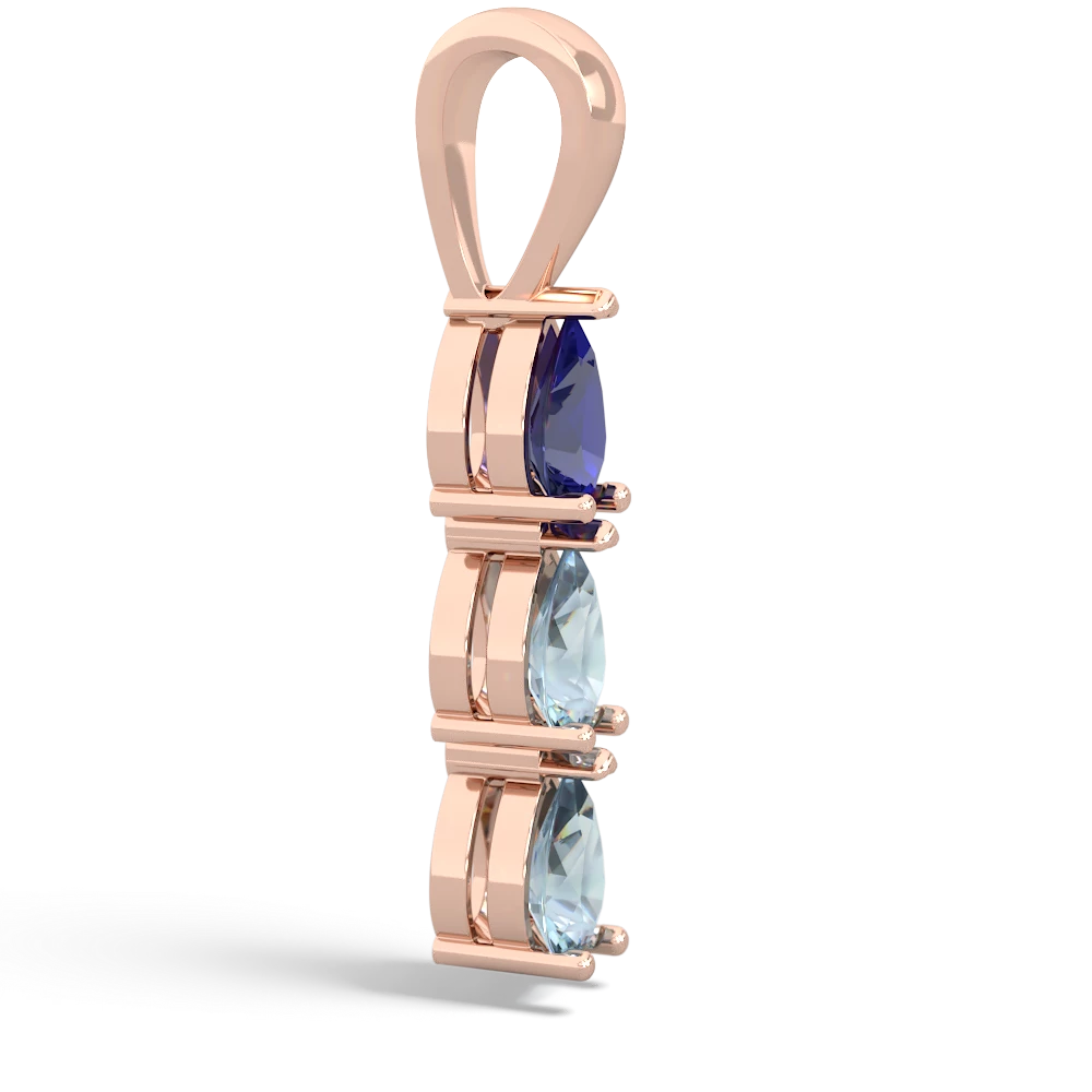 Lab Sapphire Dew Drops 14K Rose Gold pendant P2251