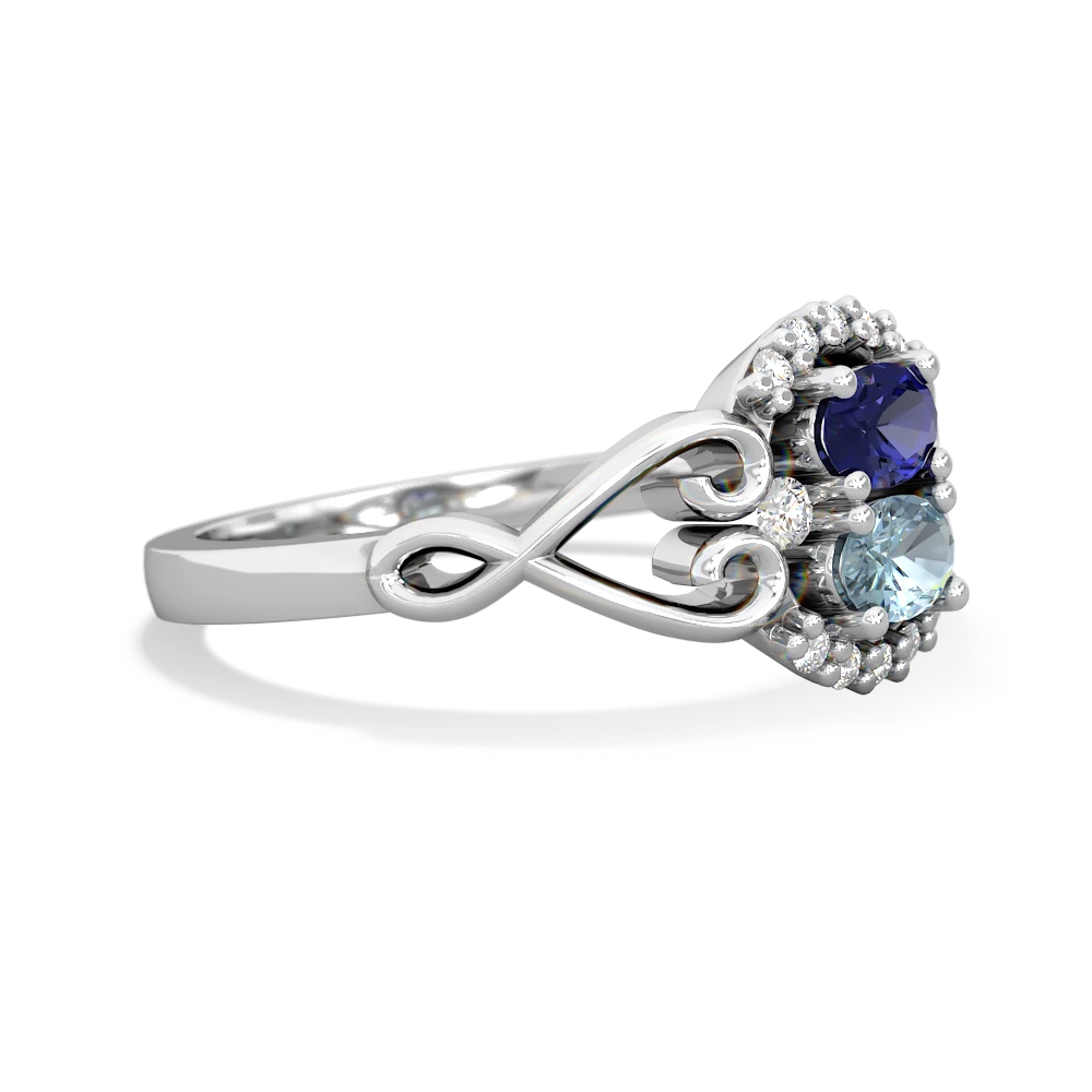 Lab Sapphire Love Nest 14K White Gold ring R5860