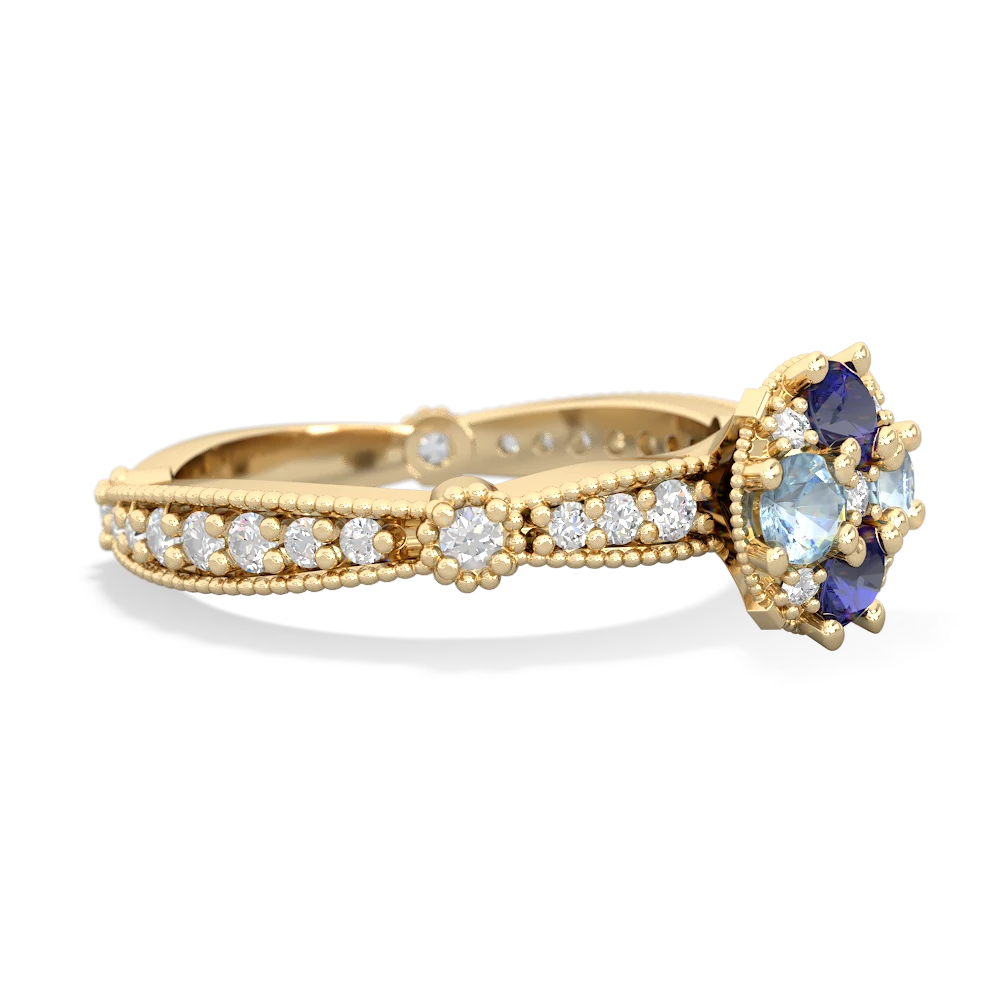 Lab Sapphire Sparkling Tiara Cluster 14K Yellow Gold ring R26293RD