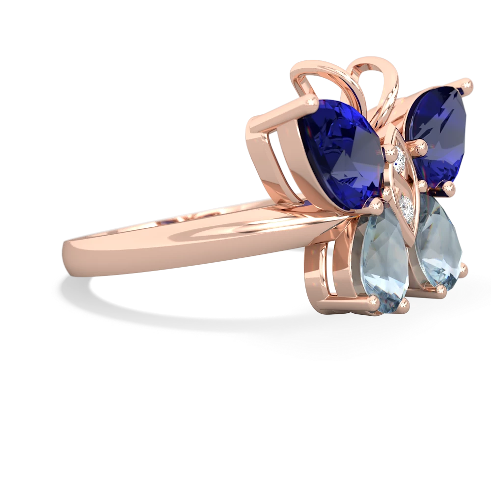 Lab Sapphire Butterfly 14K Rose Gold ring R2215