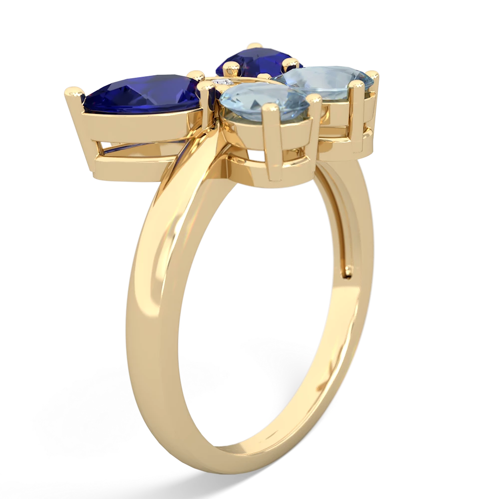 Lab Sapphire Butterfly 14K Yellow Gold ring R2215