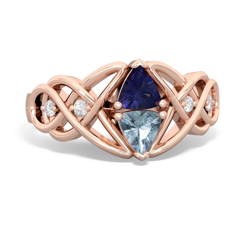 Lab Sapphire Keepsake Celtic Knot 14K Rose Gold ring R5300