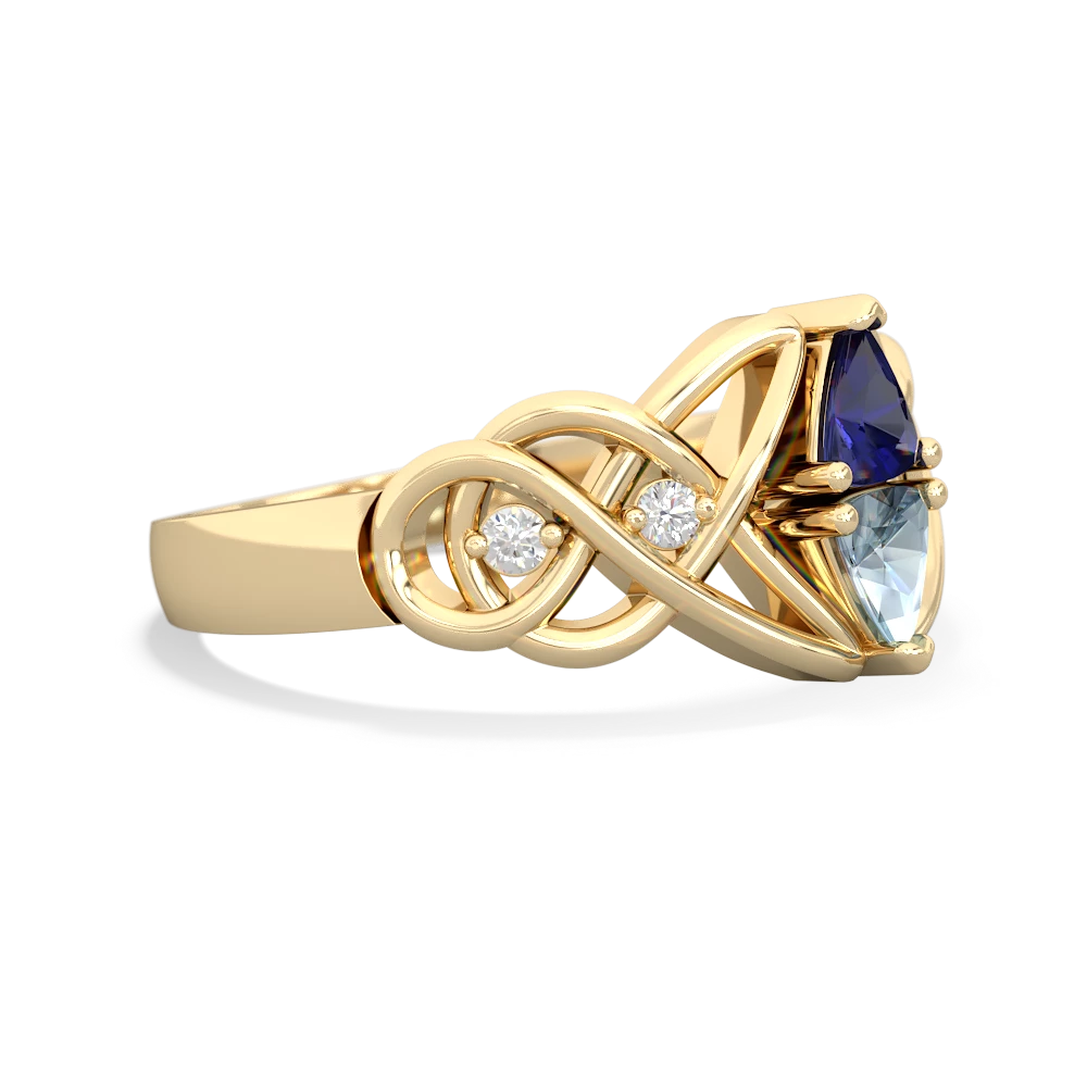 Lab Sapphire Keepsake Celtic Knot 14K Yellow Gold ring R5300