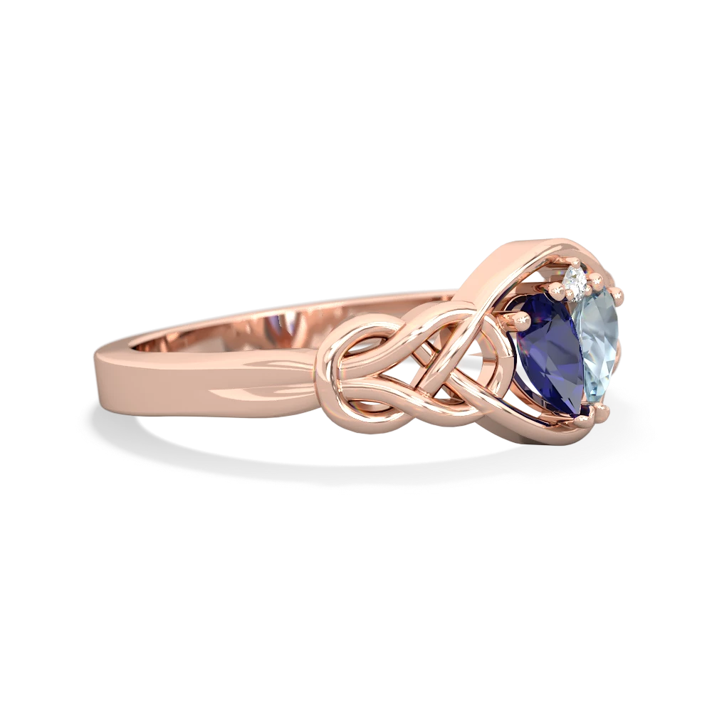 Lab Sapphire Celtic Love Knot 14K Rose Gold ring R5420