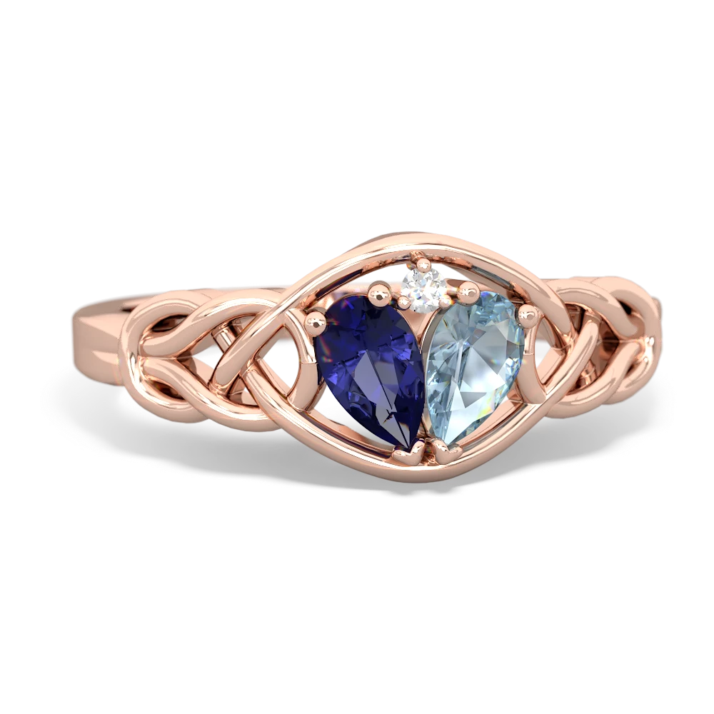 Lab Sapphire Celtic Love Knot 14K Rose Gold ring R5420