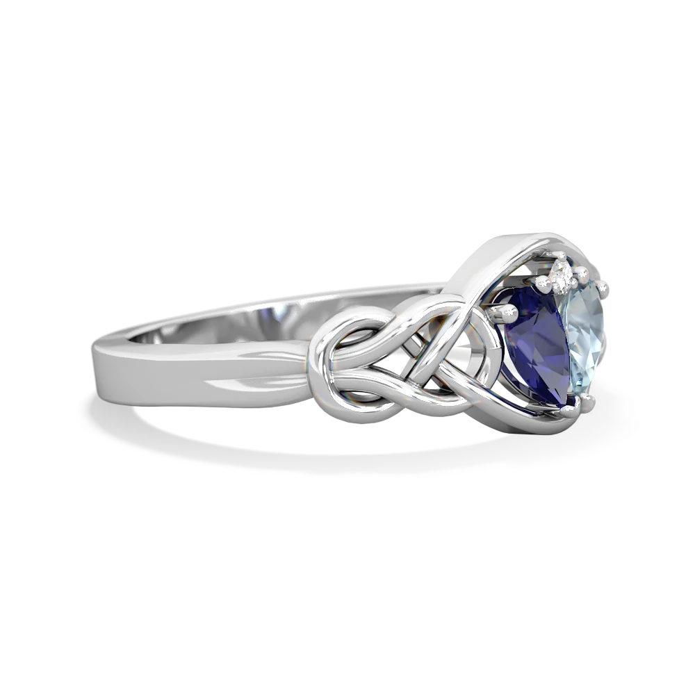 Lab Sapphire Celtic Love Knot 14K White Gold ring R5420